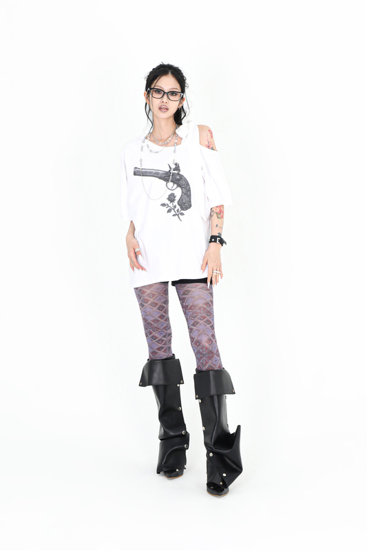 リボンローズピストルTシャツ #ブラック | Darling You Are Bad | HANA(ハナ) #7