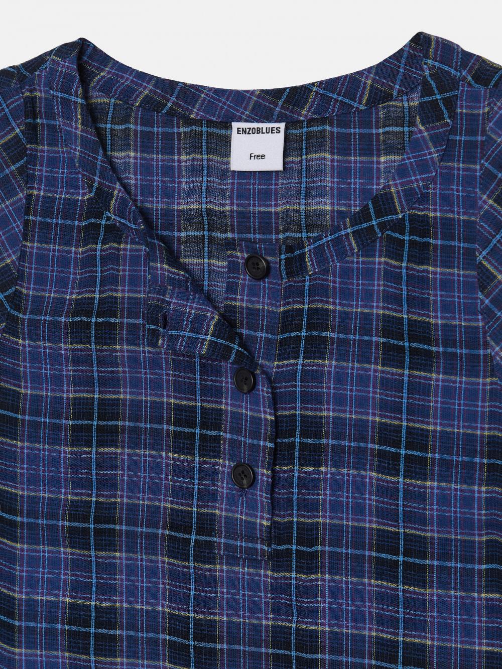 コットンタータンチェックロングドレス（ブルー） | ENZO BLUES | HANA(ハナ) #18