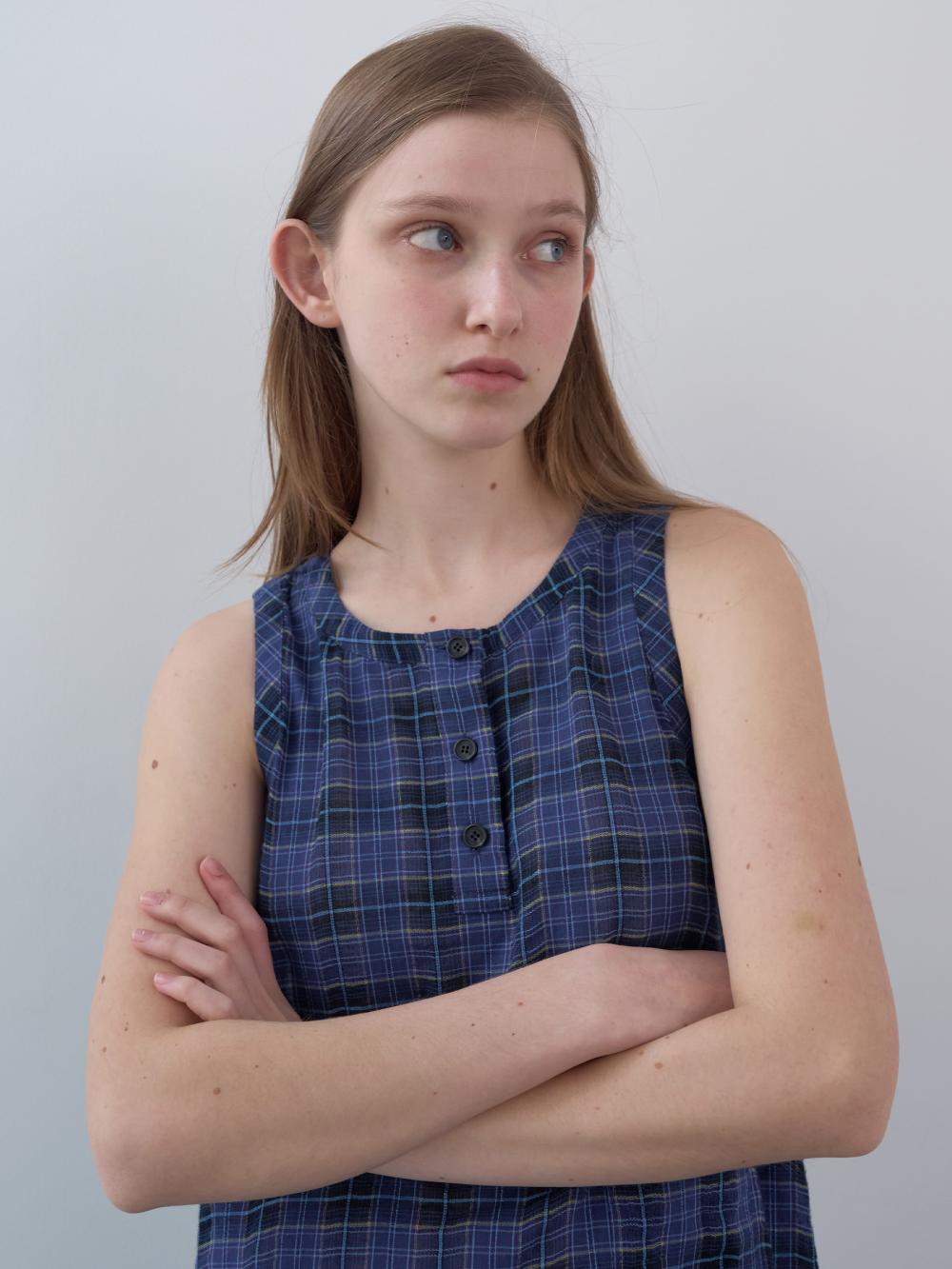 コットンタータンチェックロングドレス（ブルー） | ENZO BLUES | HANA(ハナ) #12