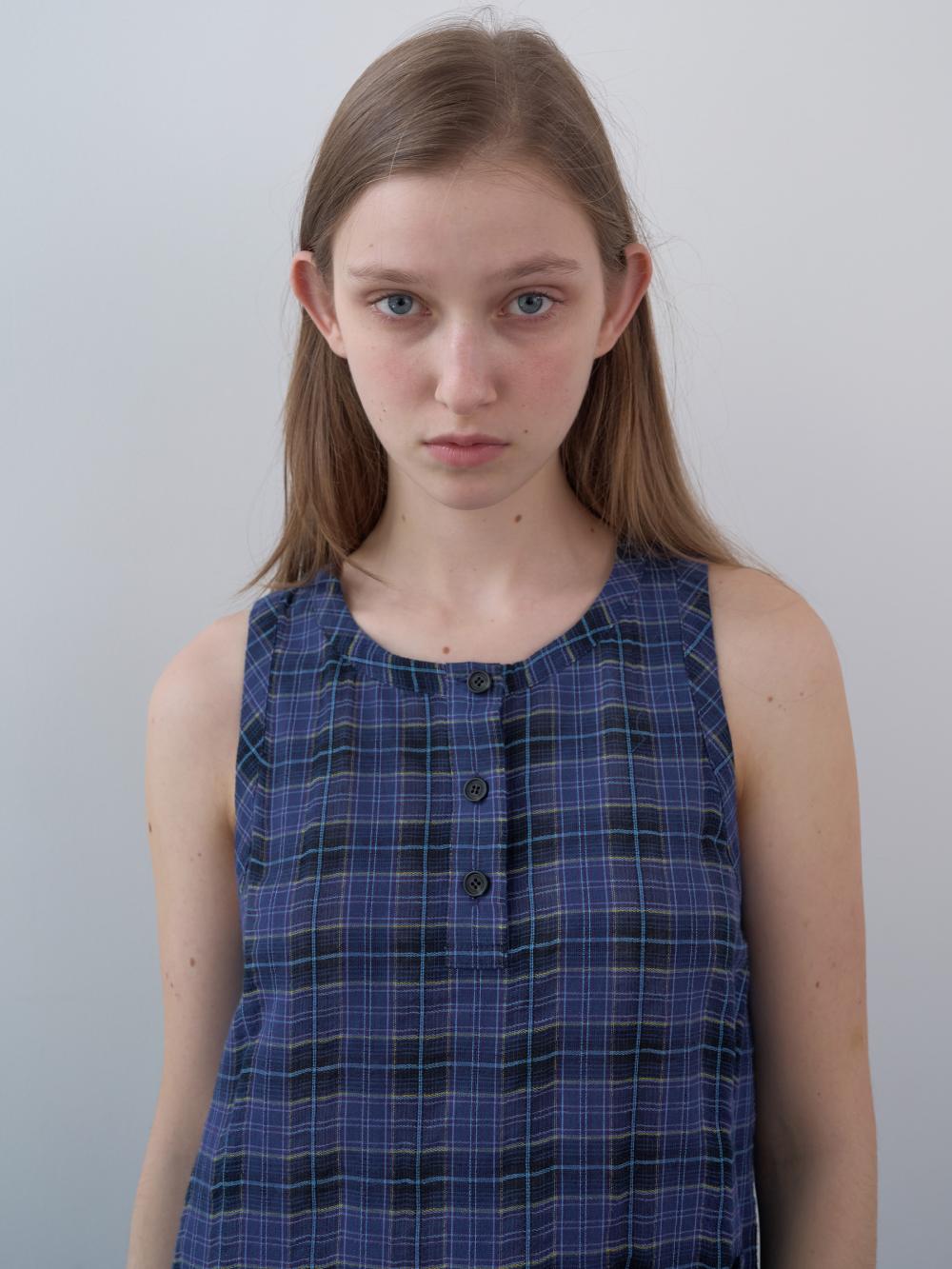 コットンタータンチェックロングドレス（ブルー） | ENZO BLUES | HANA(ハナ) #13
