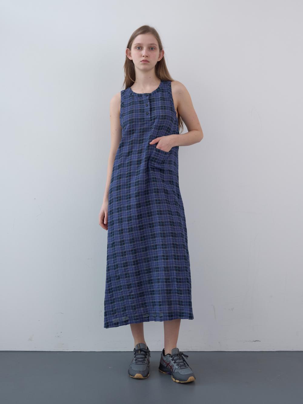 コットンタータンチェックロングドレス（ブルー） | ENZO BLUES | HANA(ハナ) #4