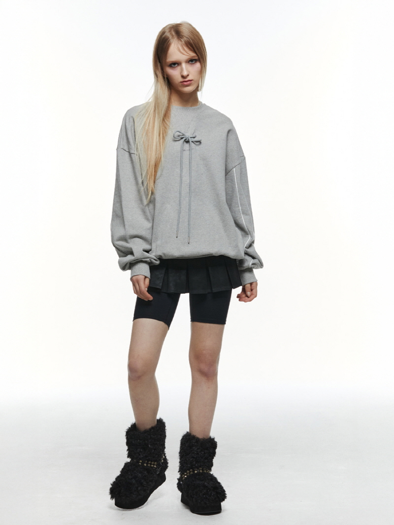 リボンオーバーフィット スウェットシャツ (M.グレー) | THREE TO EIGHTY | HANA(ハナ) #11