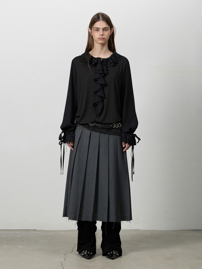 カットヘムベルトプリーツスカート（チャコール） | THREE TO EIGHTY | HANA(ハナ) #7