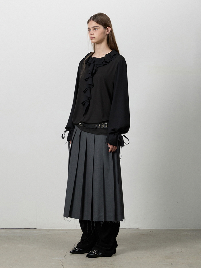 カットヘムベルトプリーツスカート（チャコール） | THREE TO EIGHTY | HANA(ハナ) #8