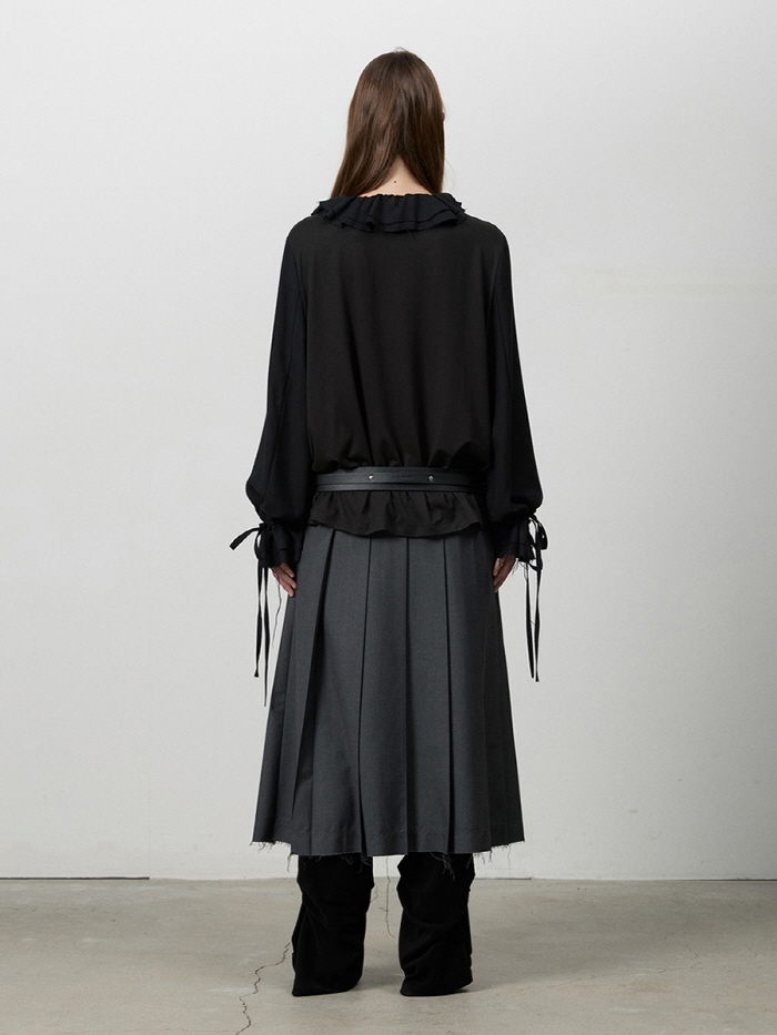 カットヘムベルトプリーツスカート（チャコール） | THREE TO EIGHTY | HANA(ハナ) #9