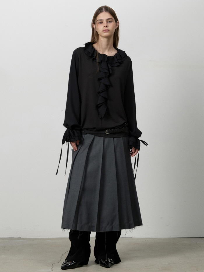 カットヘムベルトプリーツスカート（チャコール） | THREE TO EIGHTY | HANA(ハナ) #10