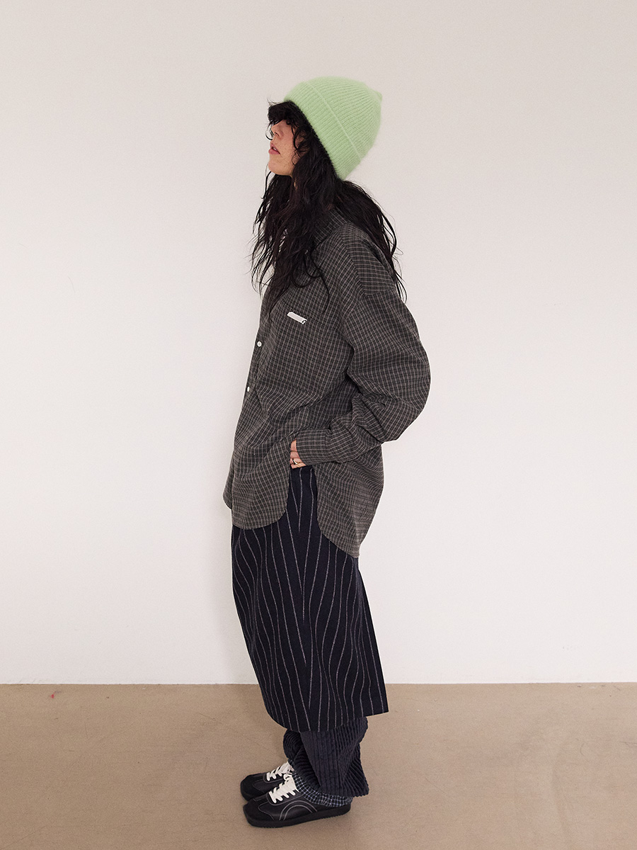 オーバーサイズ New Symbol チェックシャツ_チャコール | XOXOGOODBOY | HANA(ハナ) #4