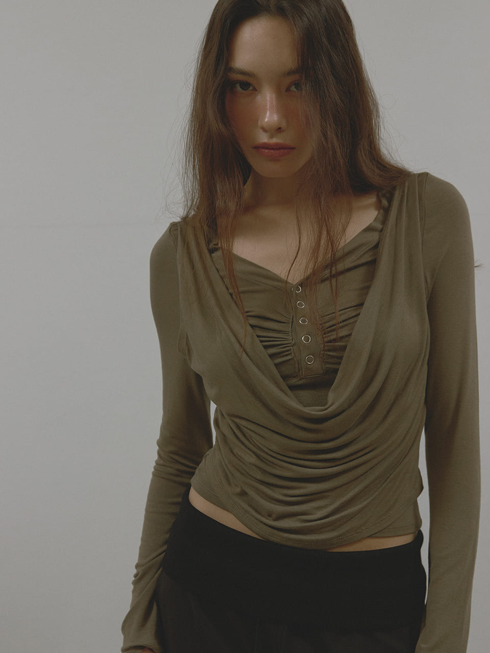 レイヤードカウルTシャツ (カーキ) | ASURA | HANA(ハナ) #8