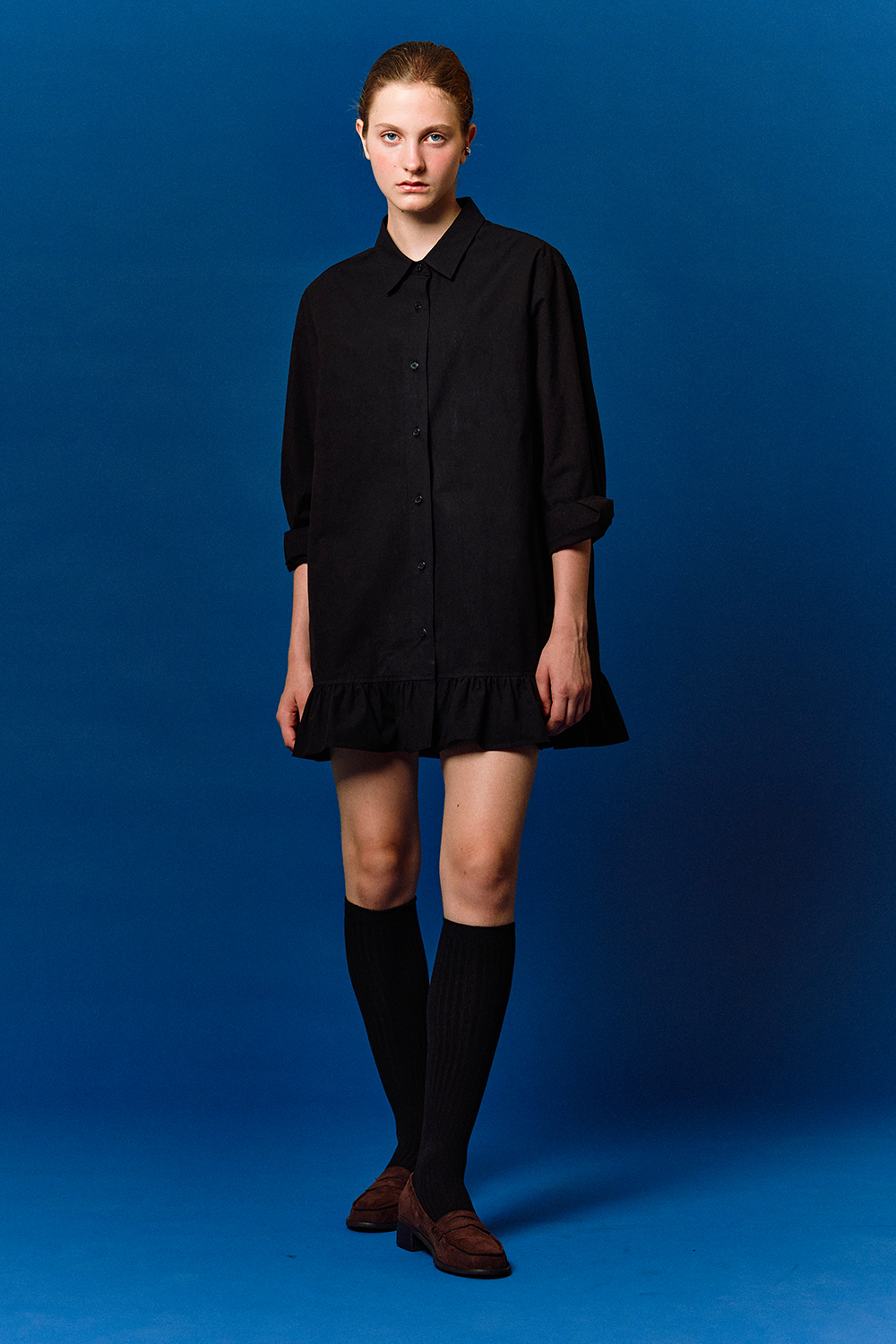 フリルミニシャツドレス（ブラック） | PHILOCALY | HANA(ハナ) #11