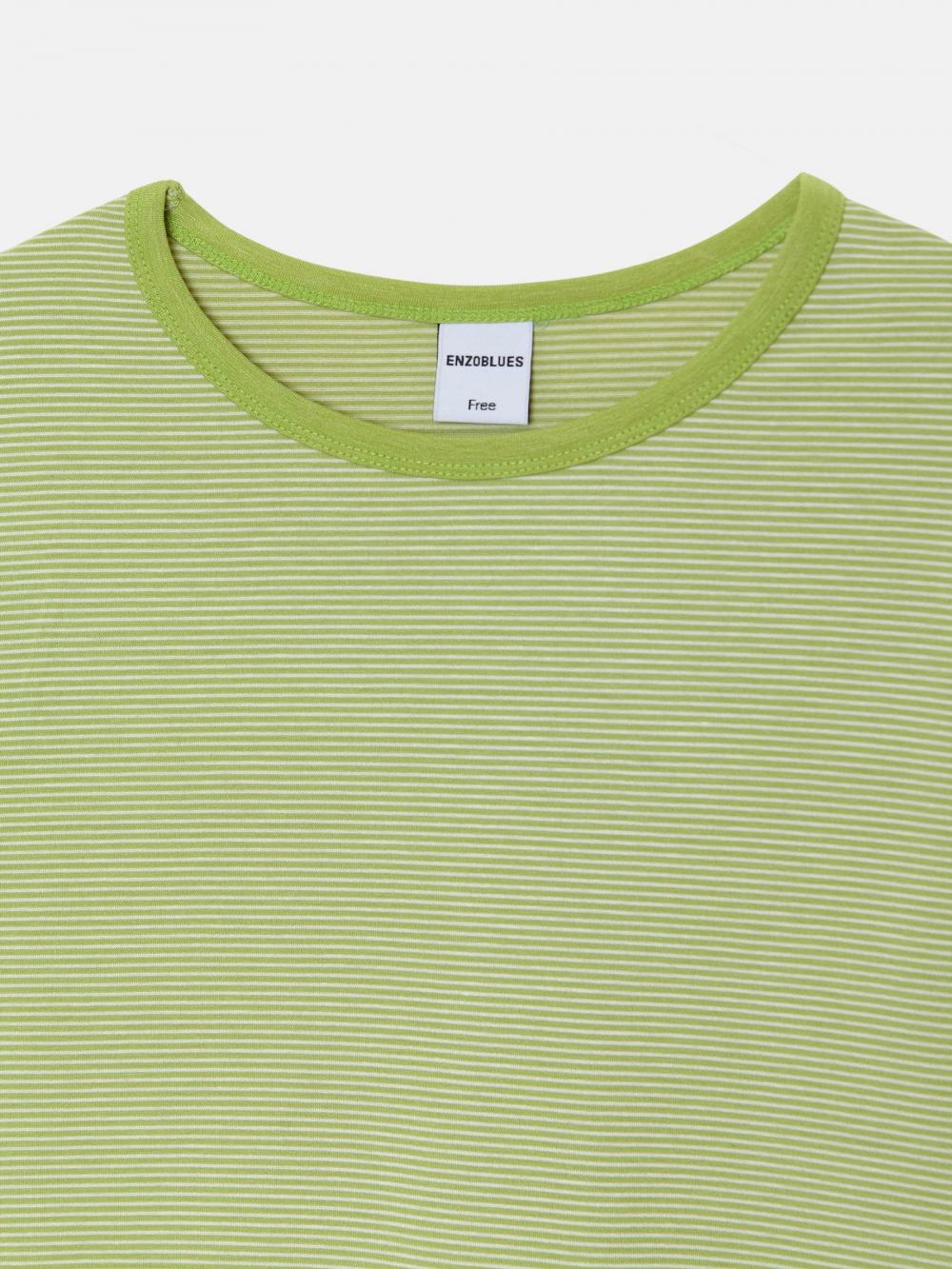 ストライプ七分袖シャツ（グリーン） | ENZO BLUES | HANA(ハナ) #14