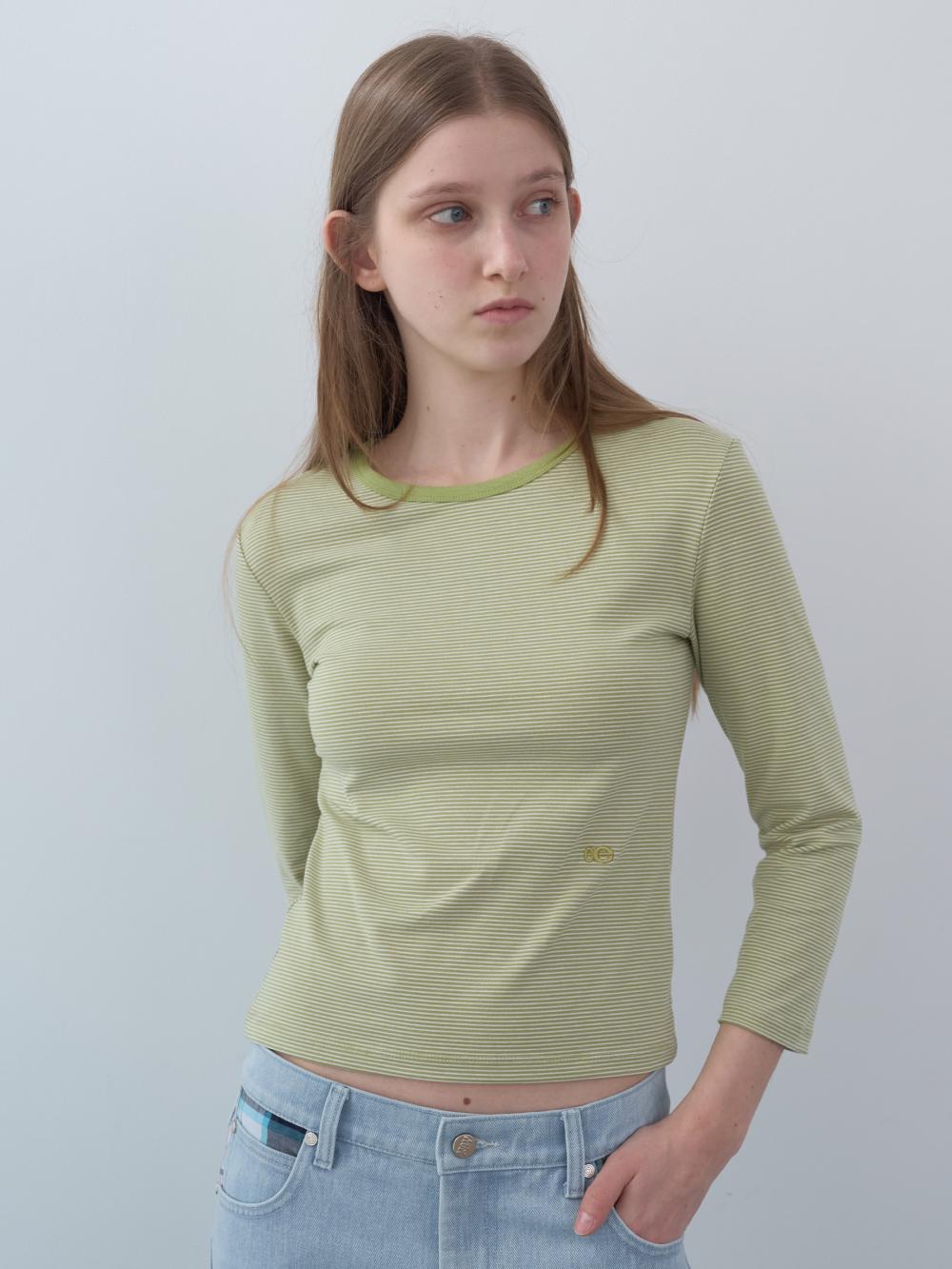 ストライプ七分袖シャツ（グリーン） | ENZO BLUES | HANA(ハナ) #2