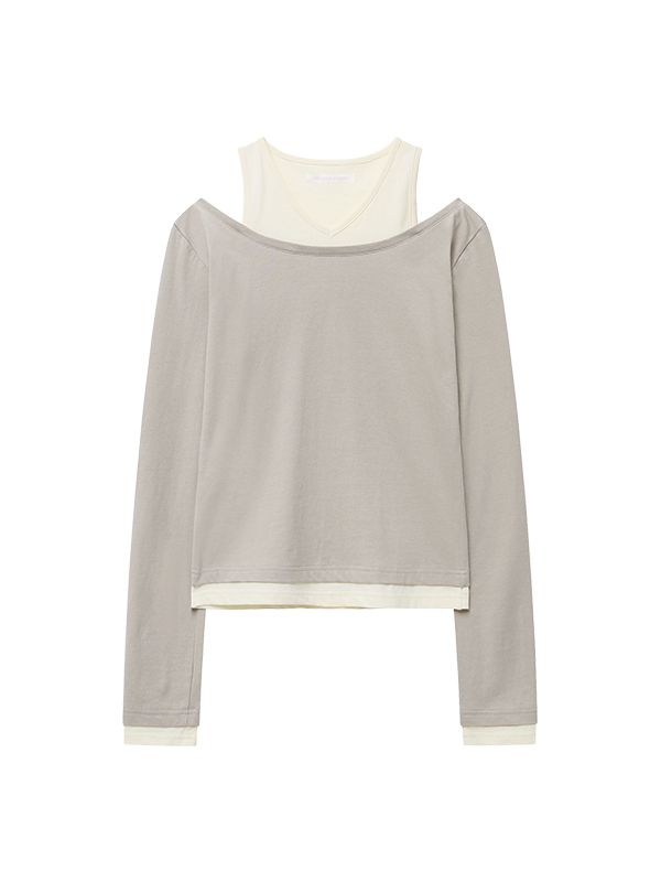 レイヤードカットアウトTシャツ（ライトグレー） | Margarin Fingers | HANA(ハナ) #8