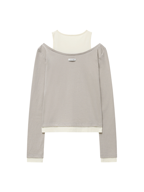 レイヤードカットアウトTシャツ（ライトグレー） | Margarin Fingers | HANA(ハナ) #9