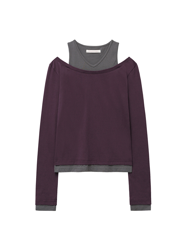 レイヤードカットアウトTシャツ（パープル） | Margarin Fingers | HANA(ハナ) #8