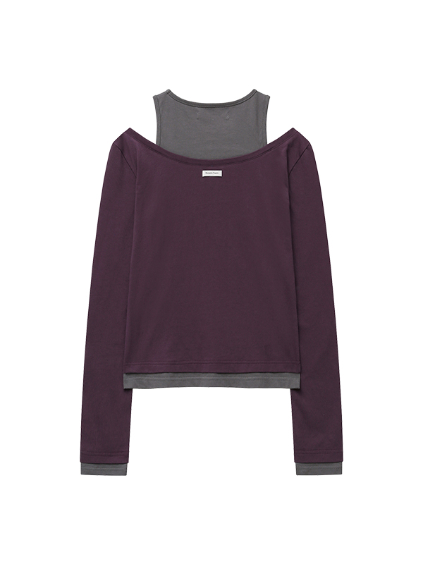 レイヤードカットアウトTシャツ（パープル） | Margarin Fingers | HANA(ハナ) #9