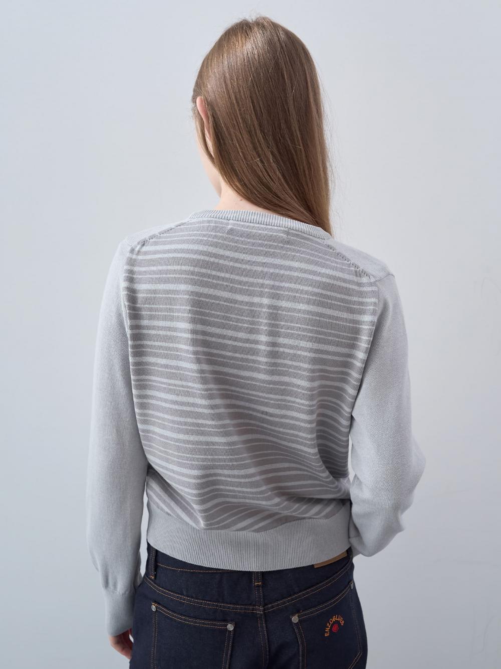 ストライプパネルカーディガン（ライトグレー） | ENZO BLUES | HANA(ハナ) #9