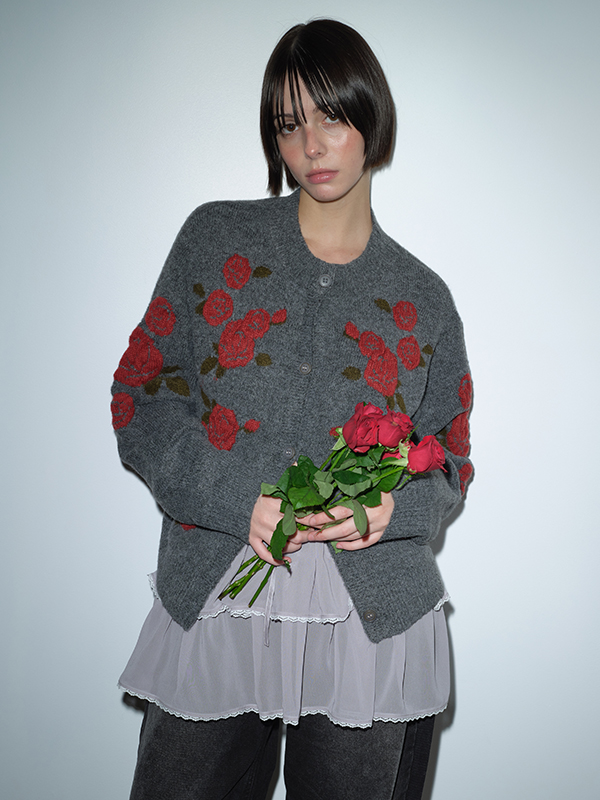ローズジャカードカーディガン（グレー） | Margarin Fingers | HANA(ハナ) #2