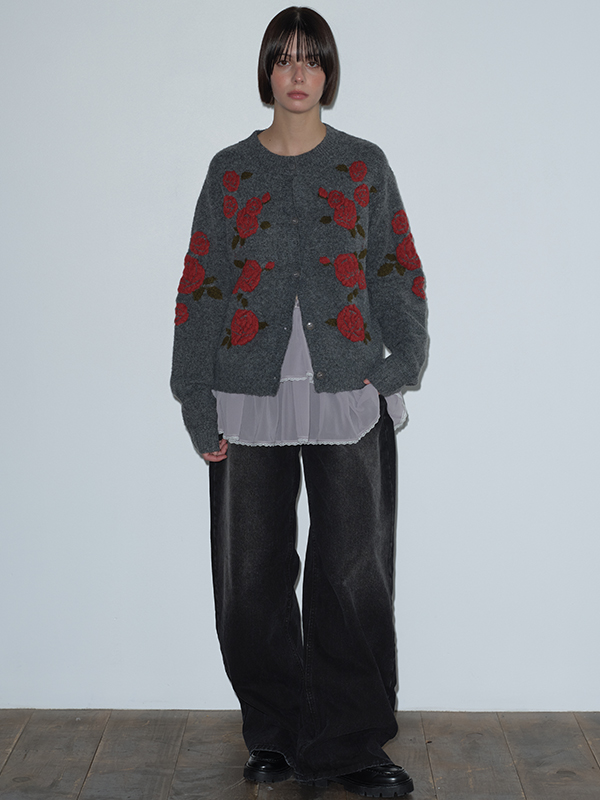 ローズジャカードカーディガン（グレー） | Margarin Fingers | HANA(ハナ) #3