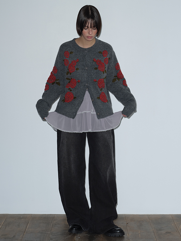 ローズジャカードカーディガン（グレー） | Margarin Fingers | HANA(ハナ) #4