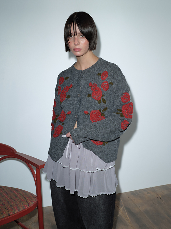 ローズジャカードカーディガン（グレー） | Margarin Fingers | HANA(ハナ) #5