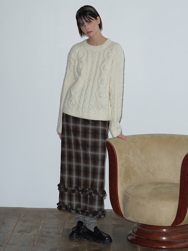 フリルマキシスカート（ブラウン） | Margarin Fingers | HANA(ハナ) #3