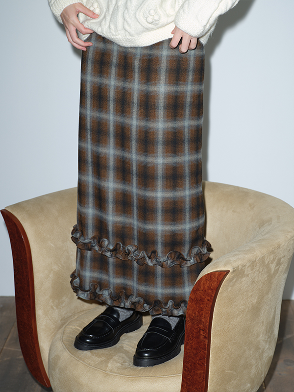 フリルマキシスカート（ブラウン） | Margarin Fingers | HANA(ハナ) #4