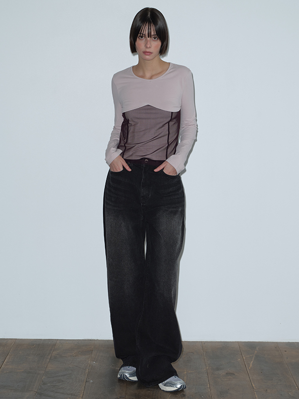 リベットワイドデニムパンツ（ブラック） | Margarin Fingers | HANA(ハナ) #3