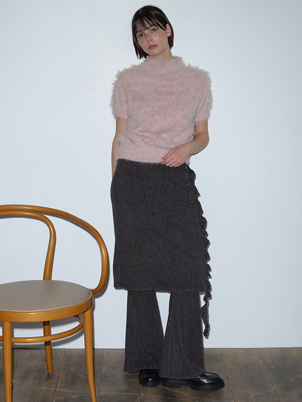 フリルレイヤードスカートパンツ（チャコール） | Margarin Fingers | HANA(ハナ) #4