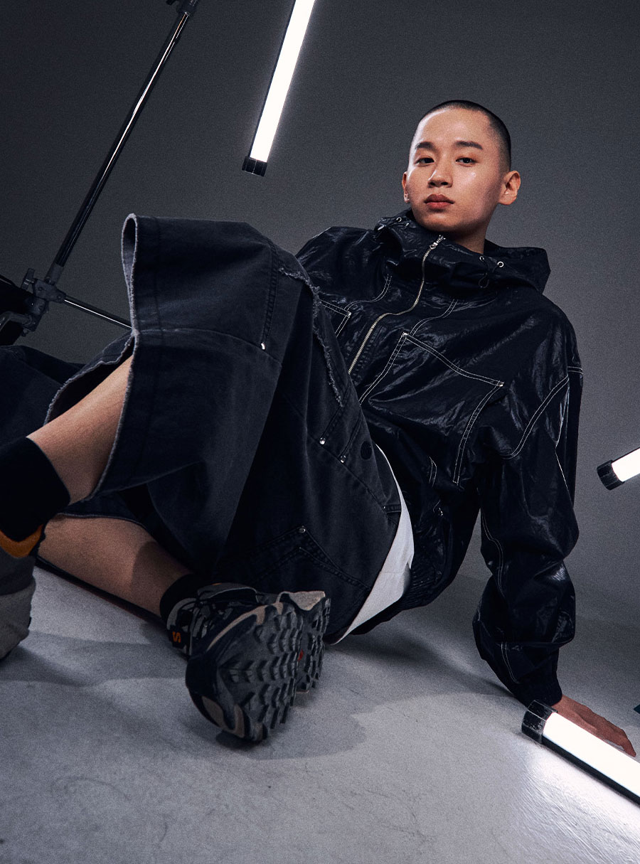 [UNISEX] コットンクロップフードジャケット-ブラック | OFFGRID | HANA(ハナ) #3