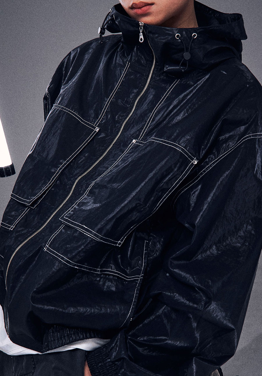 [UNISEX] コットンクロップフードジャケット-ブラック | OFFGRID | HANA(ハナ) #7