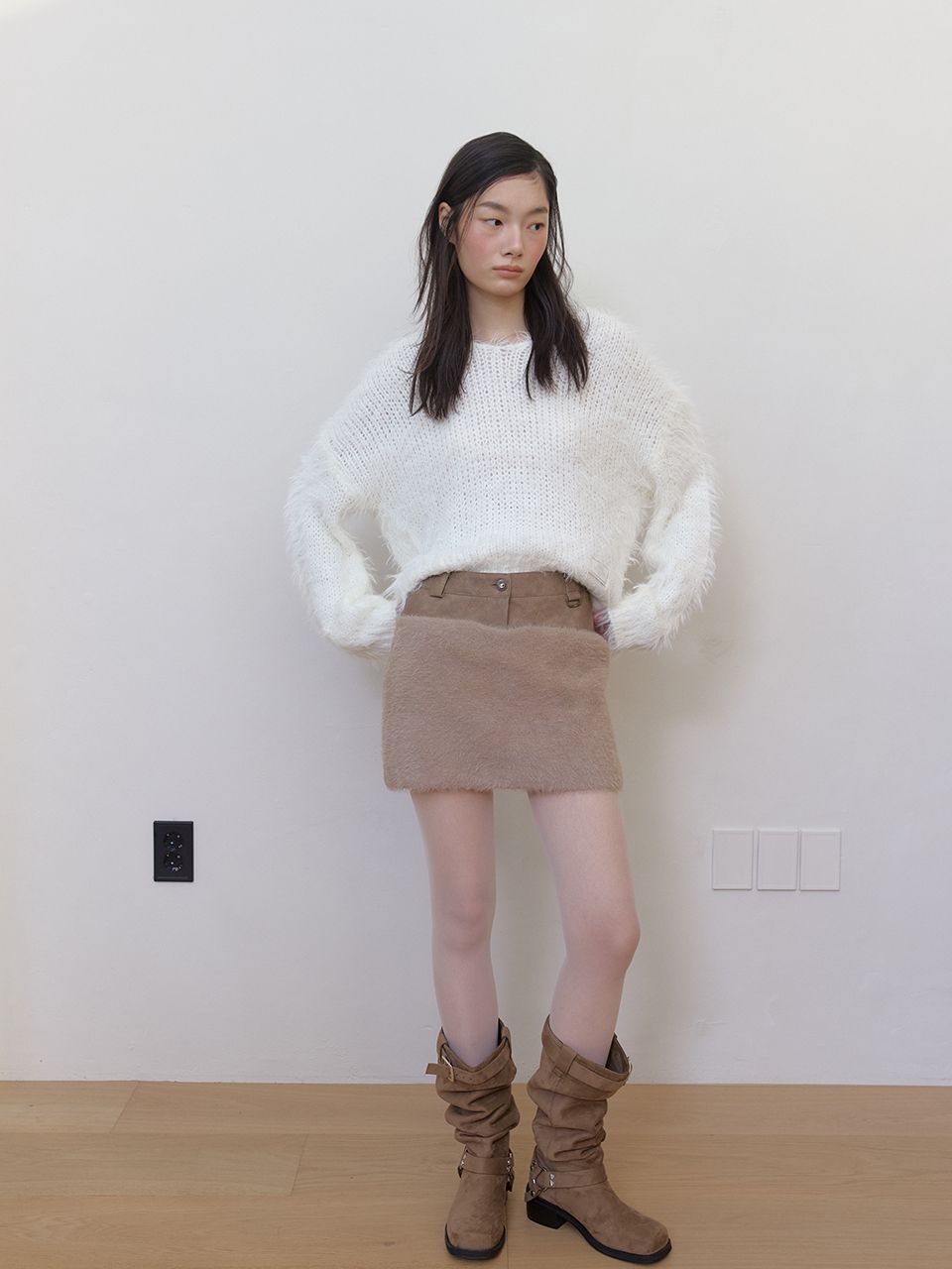 レザーファーミックススカート（ブラウン） | ASURA | HANA(ハナ) #2