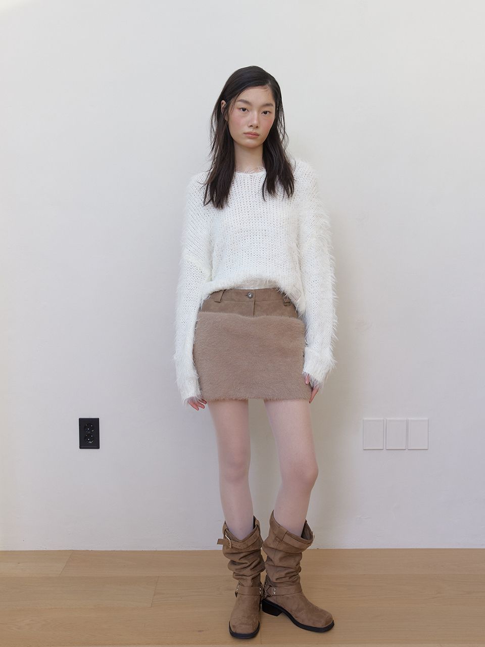 レザーファーミックススカート（ブラウン） | ASURA | HANA(ハナ) #3