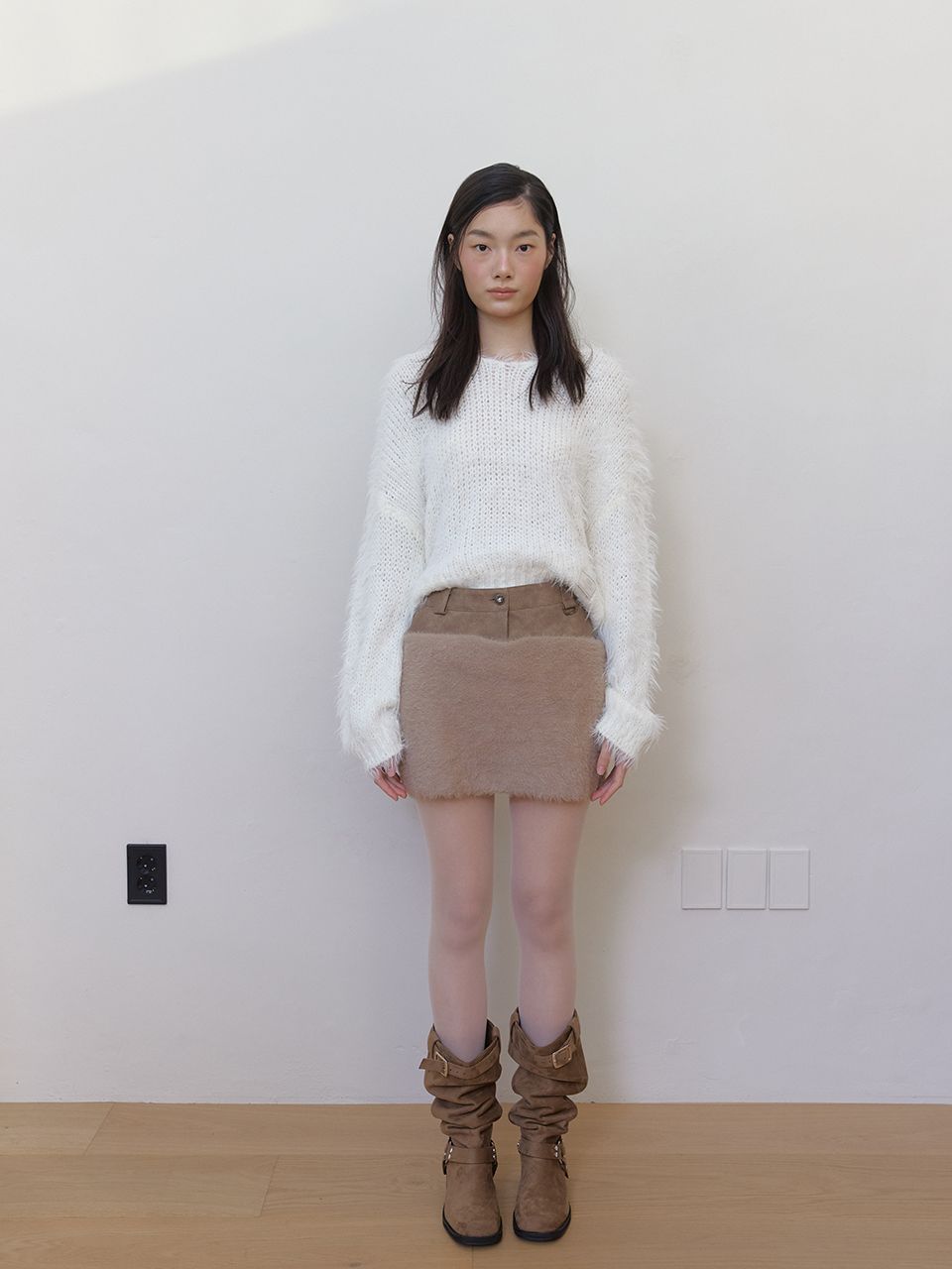 レザーファーミックススカート（ブラウン） | ASURA | HANA(ハナ) #12