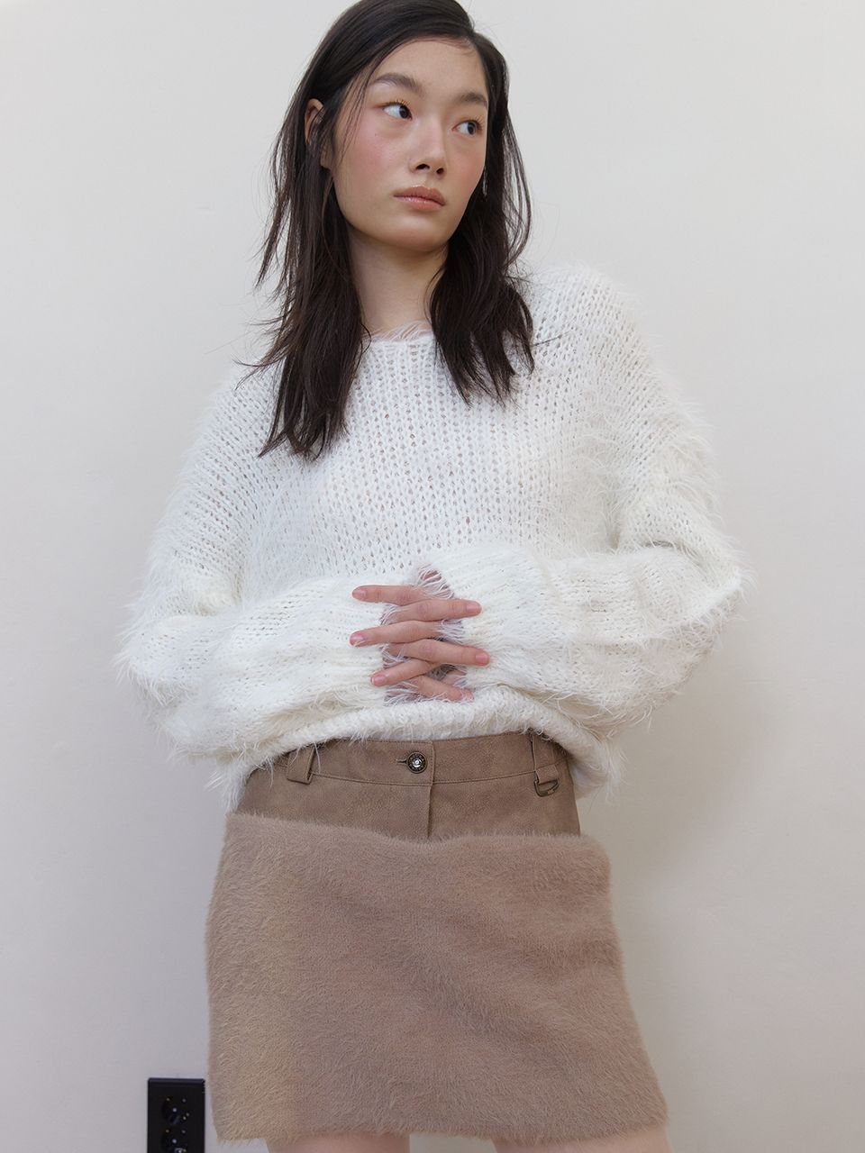 レザーファーミックススカート（ブラウン） | ASURA | HANA(ハナ) #5