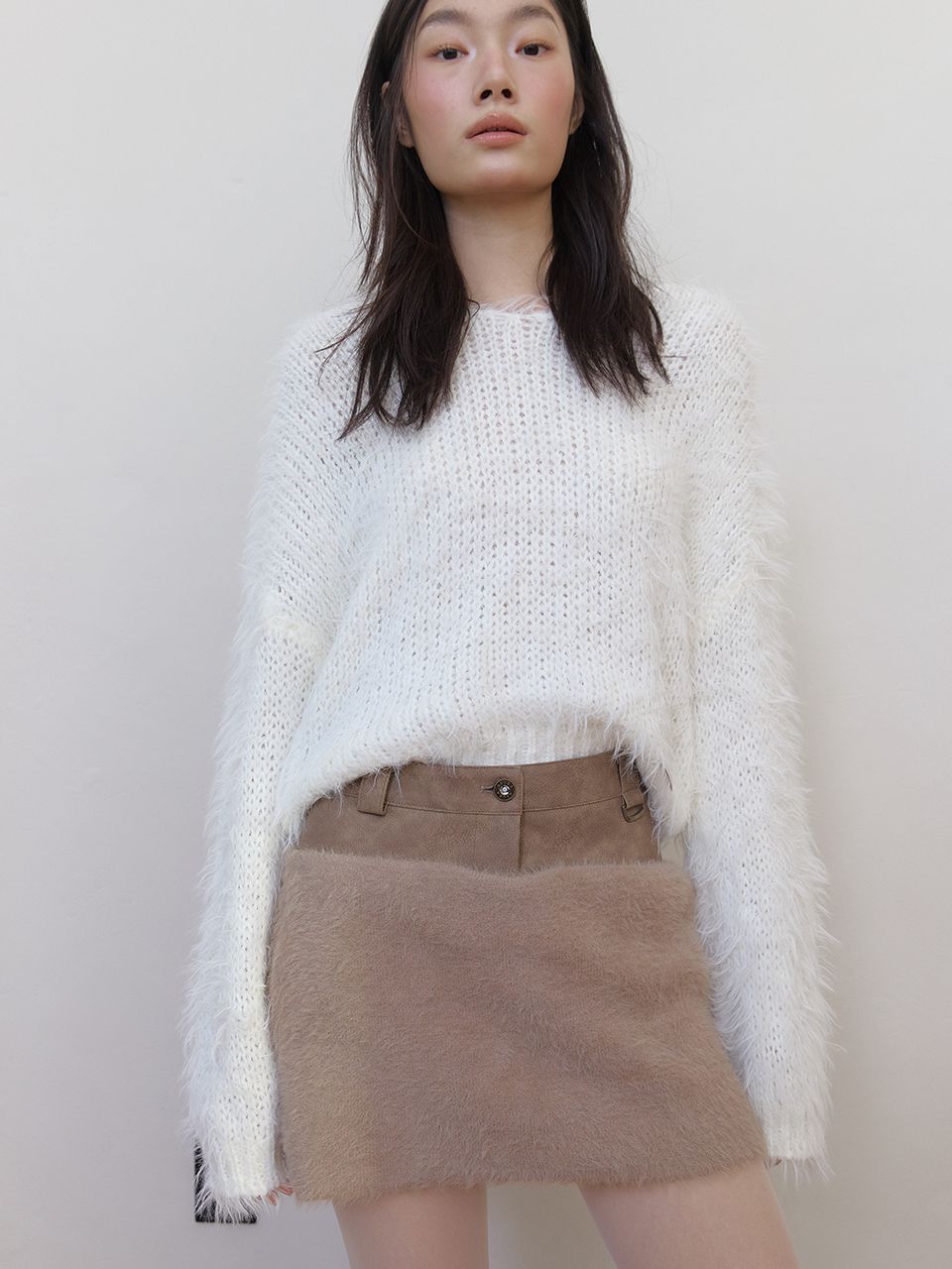 レザーファーミックススカート（ブラウン） | ASURA | HANA(ハナ) #9