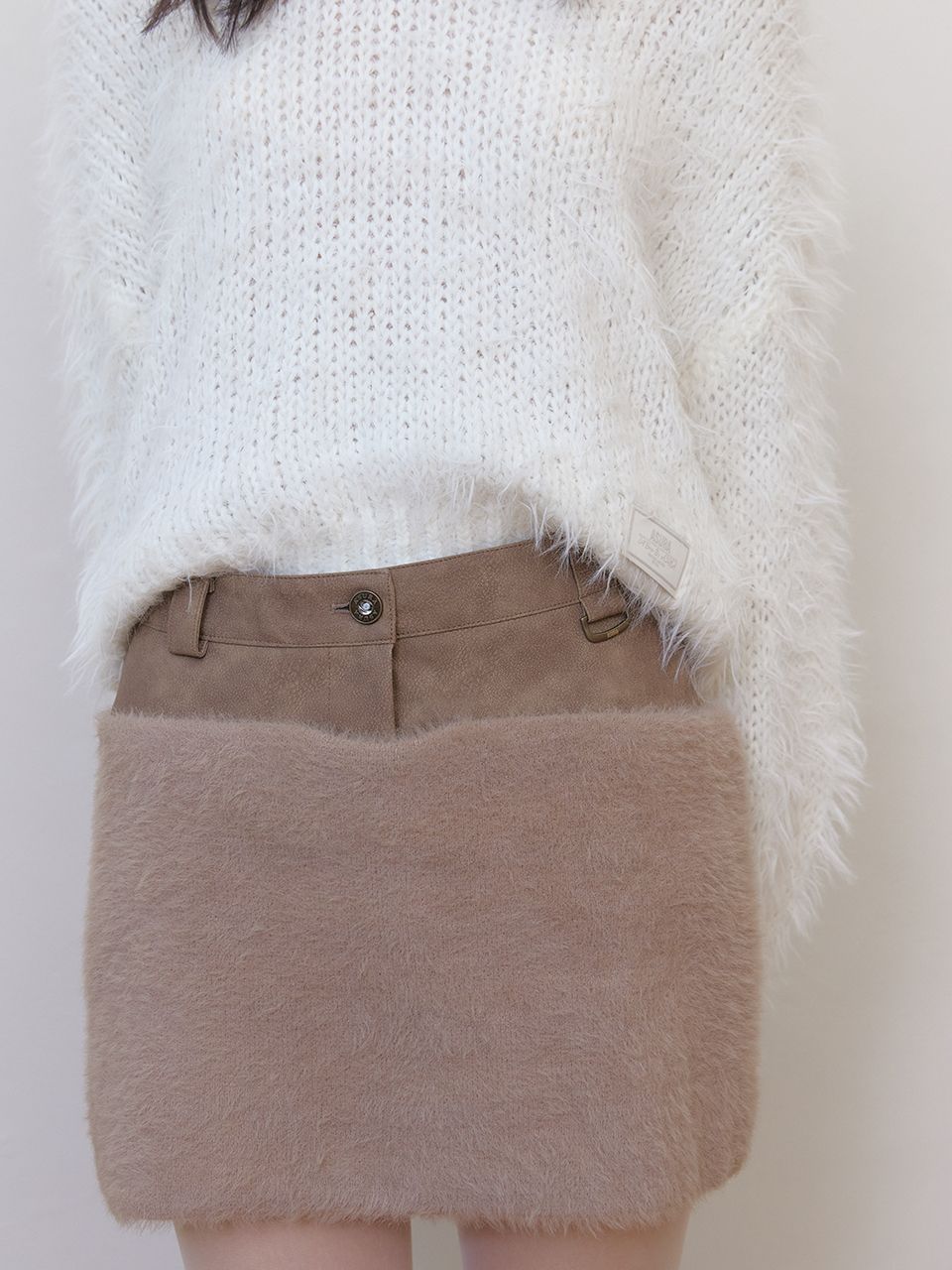 レザーファーミックススカート（ブラウン） | ASURA | HANA(ハナ) #11