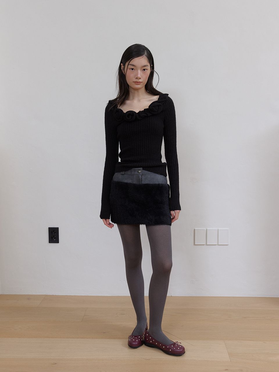 レザーファーミックススカート（ブラック） | ASURA | HANA(ハナ) #2