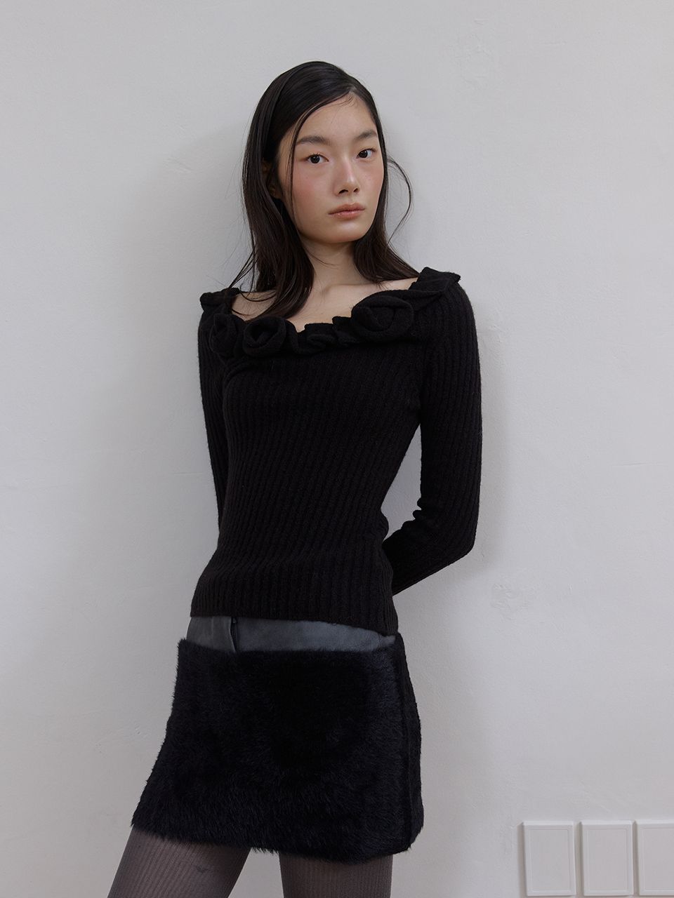 レザーファーミックススカート（ブラック） | ASURA | HANA(ハナ) #3