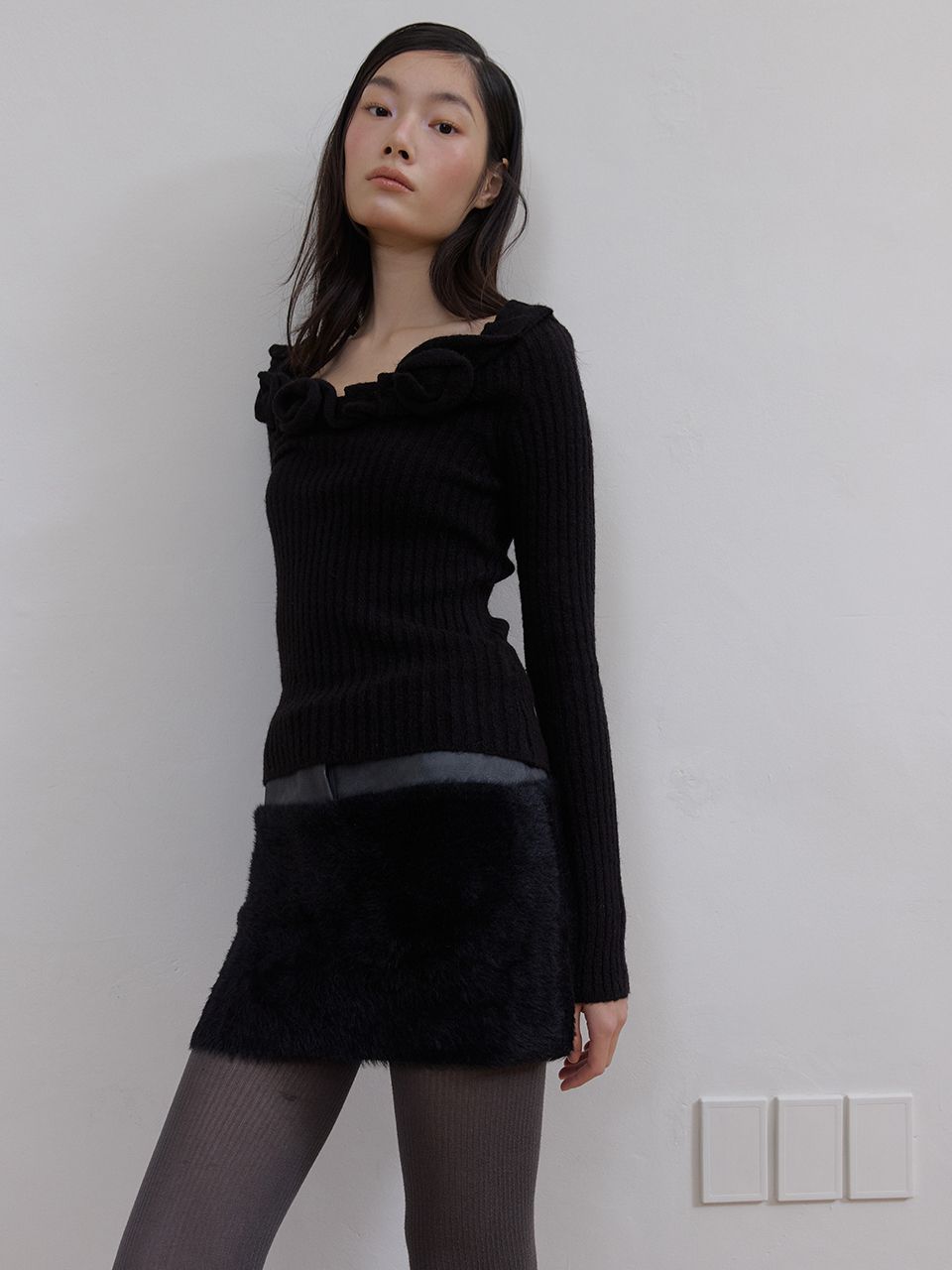 レザーファーミックススカート（ブラック） | ASURA | HANA(ハナ) #4