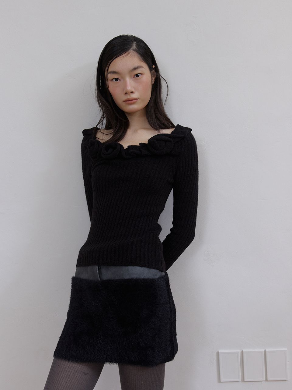 レザーファーミックススカート（ブラック） | ASURA | HANA(ハナ) #5