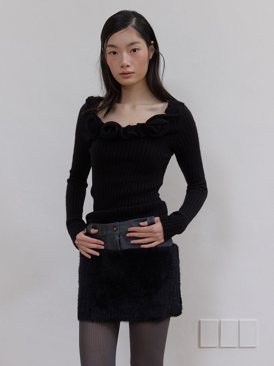 レザーファーミックススカート（ブラック） | ASURA | HANA(ハナ) #6