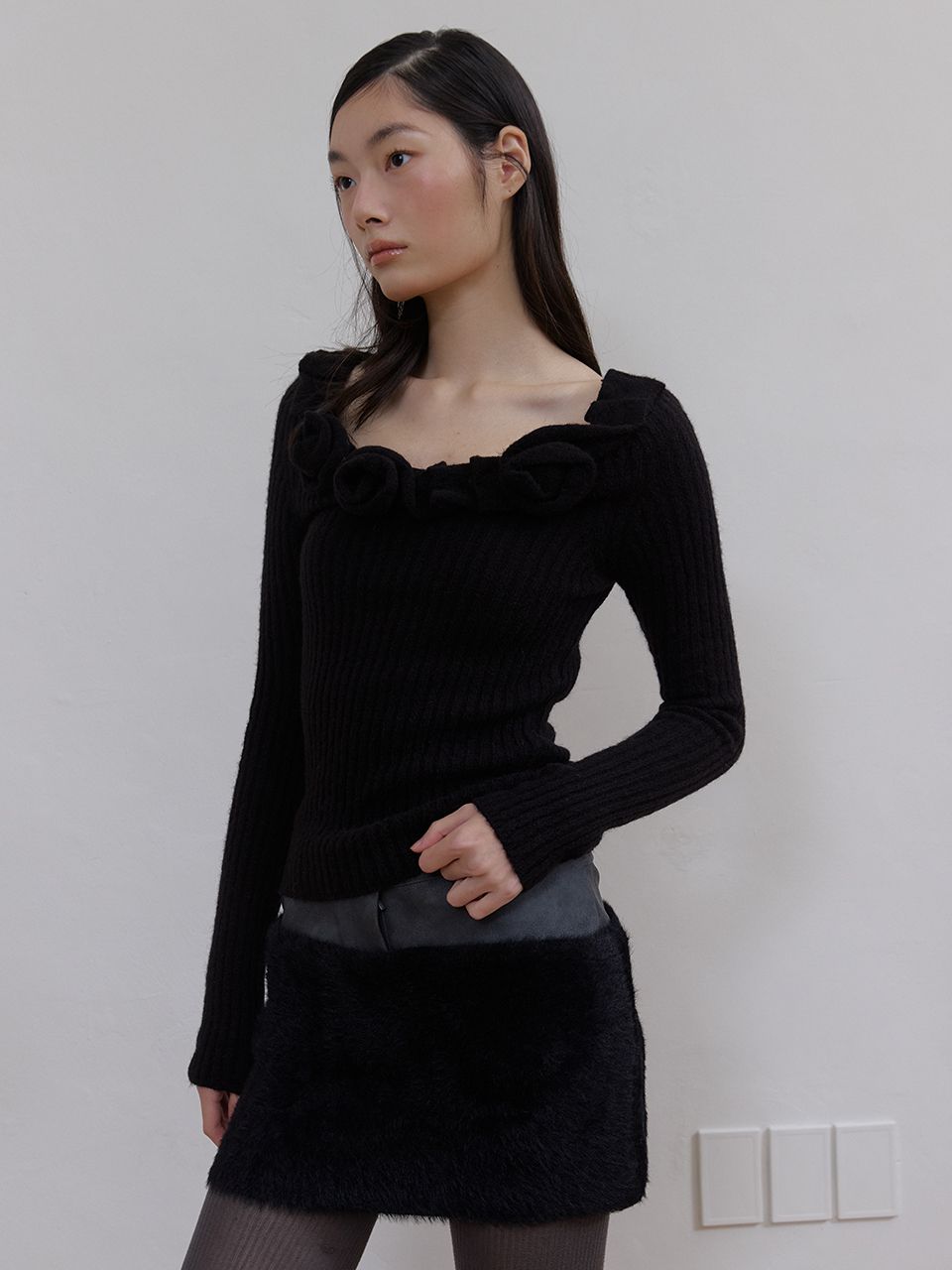 レザーファーミックススカート（ブラック） | ASURA | HANA(ハナ) #8