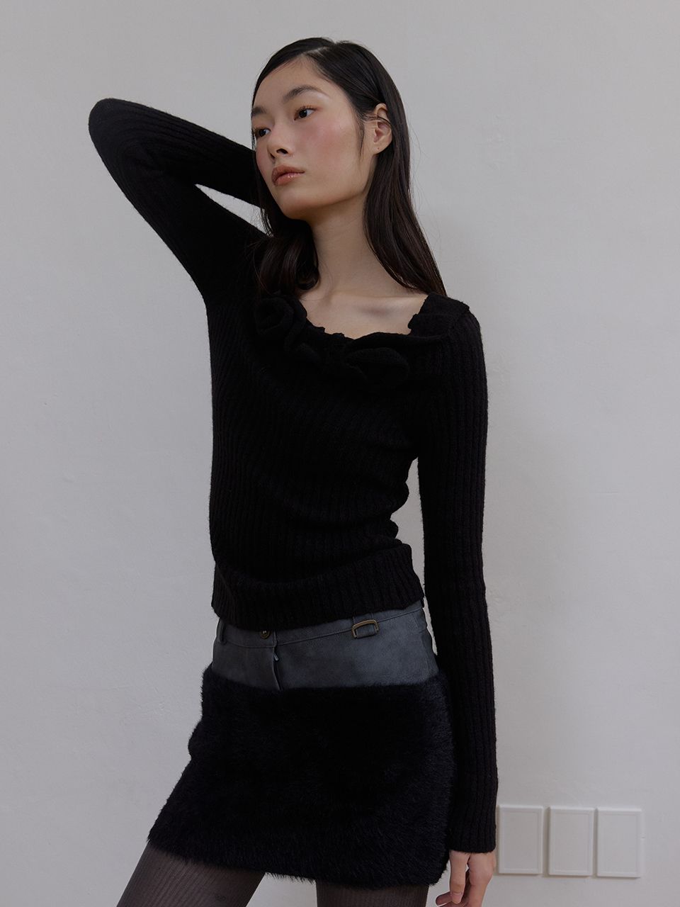 レザーファーミックススカート（ブラック） | ASURA | HANA(ハナ) #9