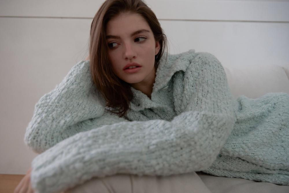 コージー ハイネック カーディガン (スカイブルー) | ASURA | HANA(ハナ) #13