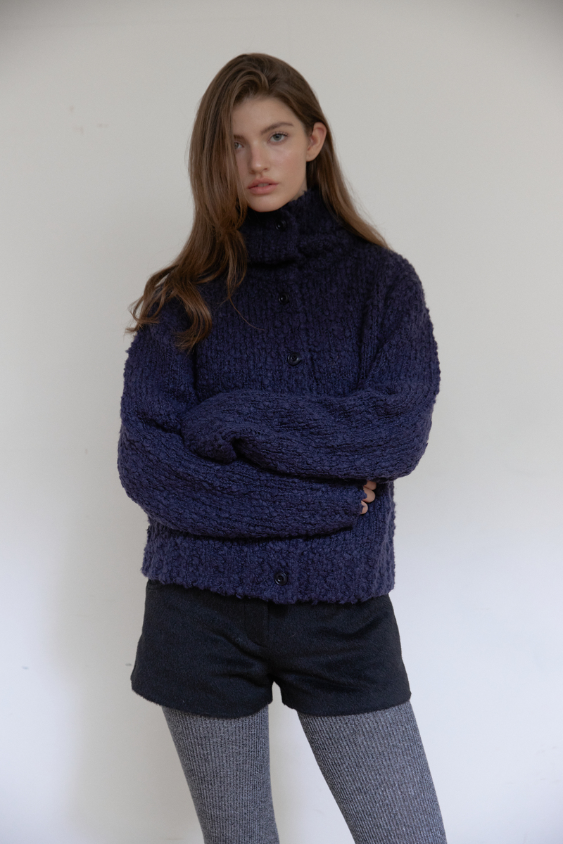 コージー ハイネック カーディガン (ネイビー) | ASURA | HANA(ハナ)