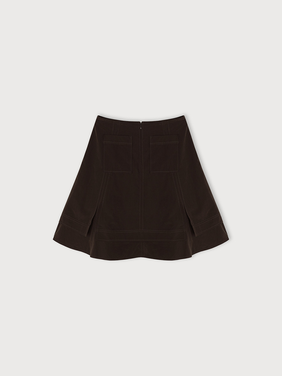 LAYERED PANEL SKIRT_DEEP BROWN | ETHOS | HANA(ハナ) #2