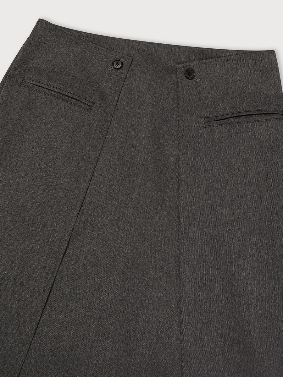 2-BUTTON H LINE SKIRT_GREY | ETHOS | HANA(ハナ) #3