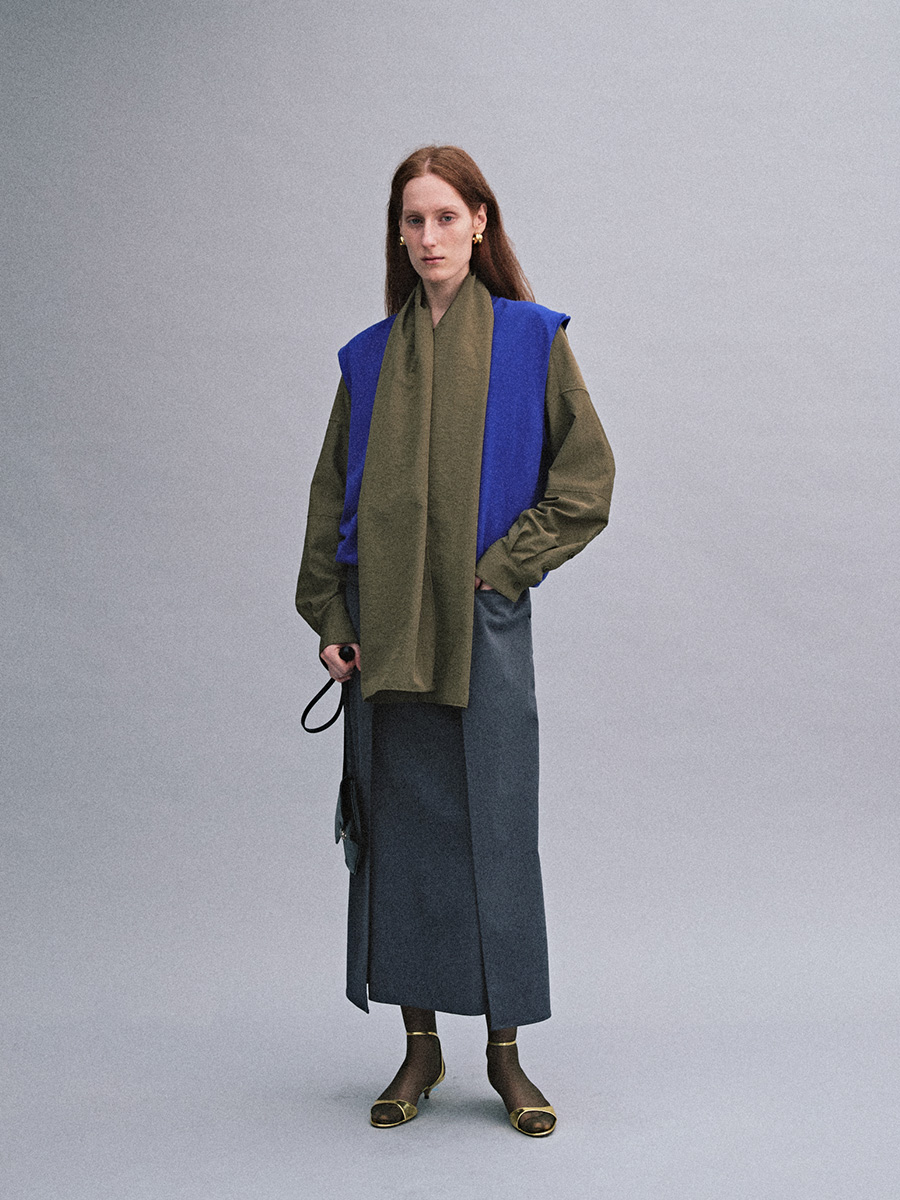 2-BUTTON H LINE SKIRT_GREY | ETHOS | HANA(ハナ) #9