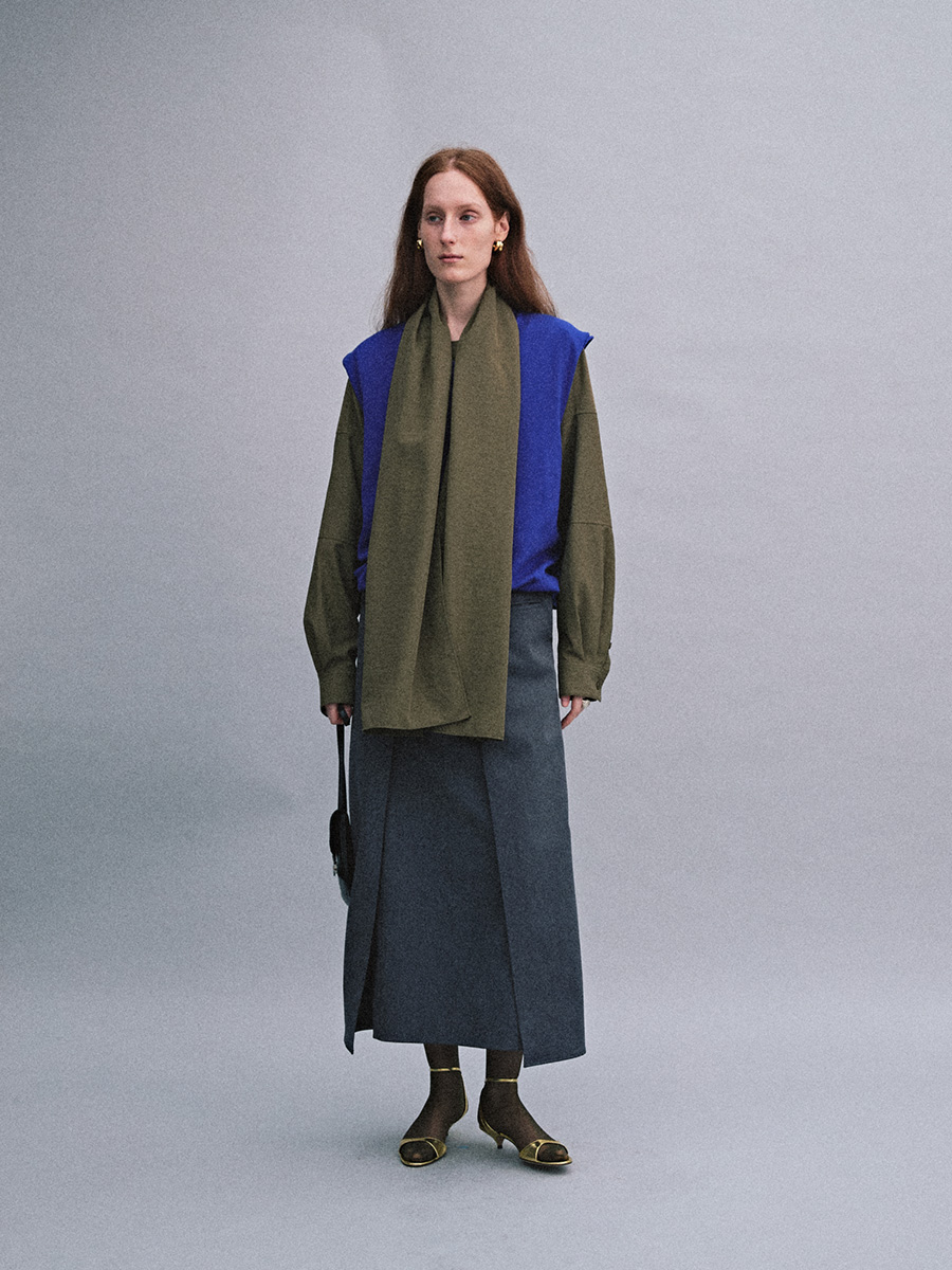 2-BUTTON H LINE SKIRT_GREY | ETHOS | HANA(ハナ) #10