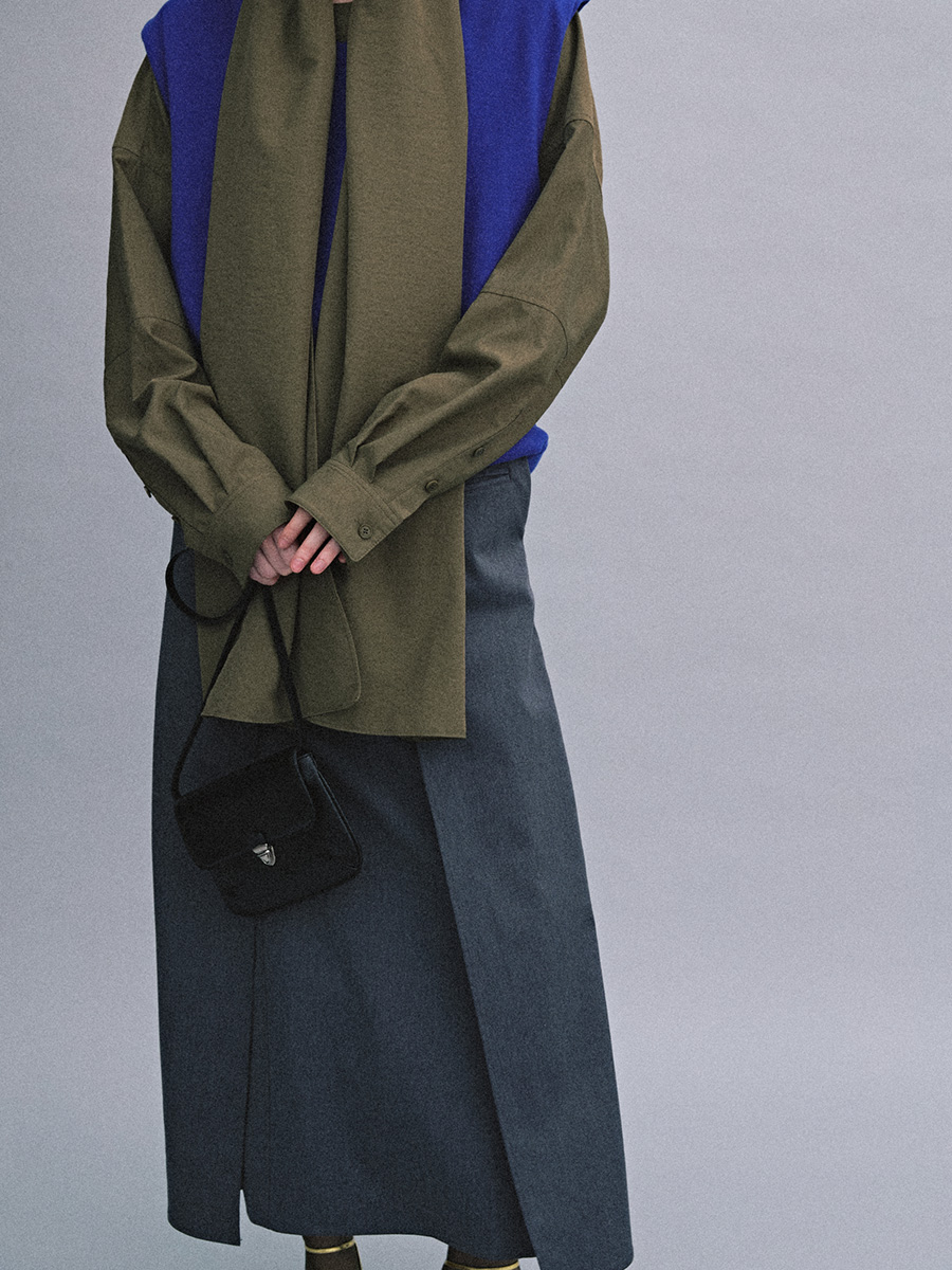 2-BUTTON H LINE SKIRT_GREY | ETHOS | HANA(ハナ) #11